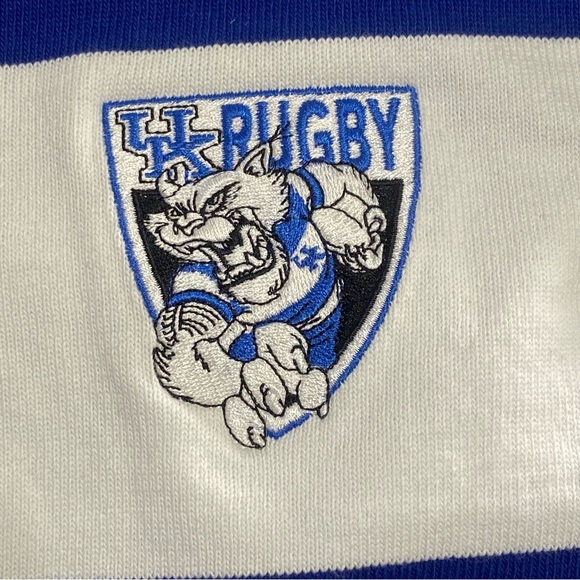 University of Kentucky Rugby Blue and White Striped Heavy LS Polo - Picture 2 of 5